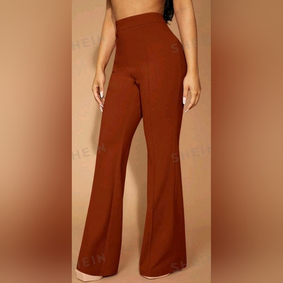 Flare Leg Pants-Brown/Rust Color - Picture 3 of 6